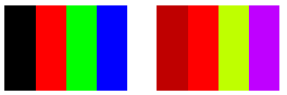ilustración en la que se muestran cuatro barras de color y, a continuación, las mismas barras con colores diferentes