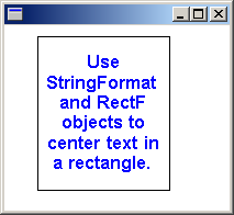 captura de pantalla de una ventana que contiene un rectángulo, que contiene seis líneas de texto, centradas horizontalmente