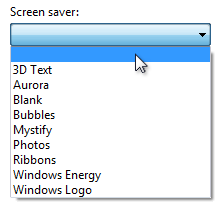 captura de pantalla de la lista desplegable con la opción en blanco seleccionada 