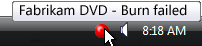 captura de pantalla del pequeño icono rojo con información sobre herramientas 