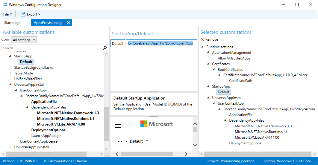 Configuración de una aplicación predeterminada Windows IoT Microsoft Learn