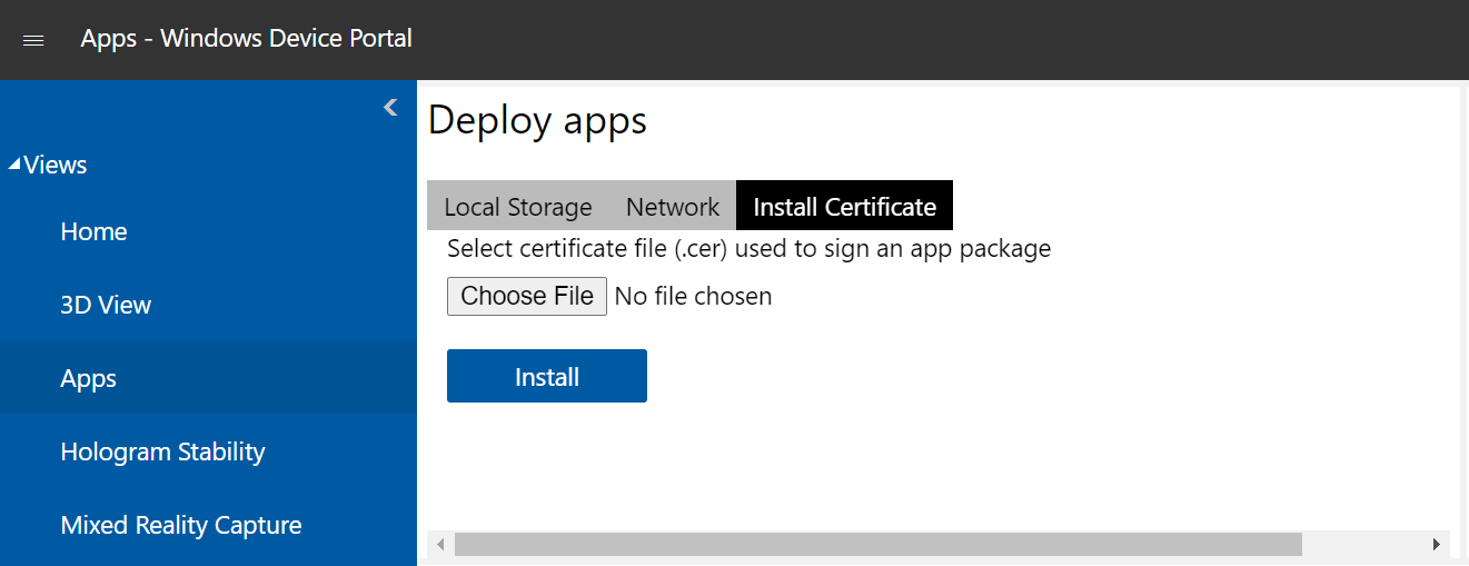 Captura de pantalla de la página del administrador de aplicaciones abierta en el Portal de dispositivos Windows