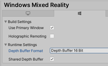 Configuración de profundidad del complemento XR de Windows