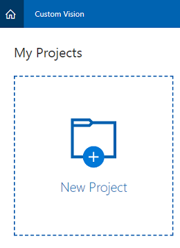 Captura de pantalla que muestra dónde seleccionar Nuevo proyecto.