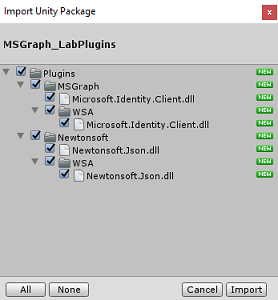Captura de pantalla que muestra los parámetros de configuración seleccionados en Complementos.