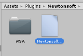 Screenshot that shows the Newtonsoft folder in the project view.