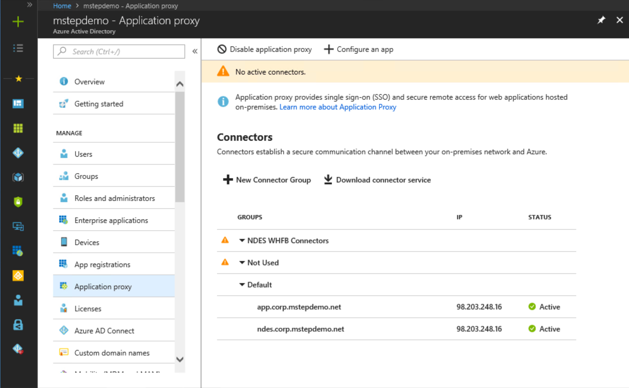 Aplicación de Azure grupos de conectores de proxy.
