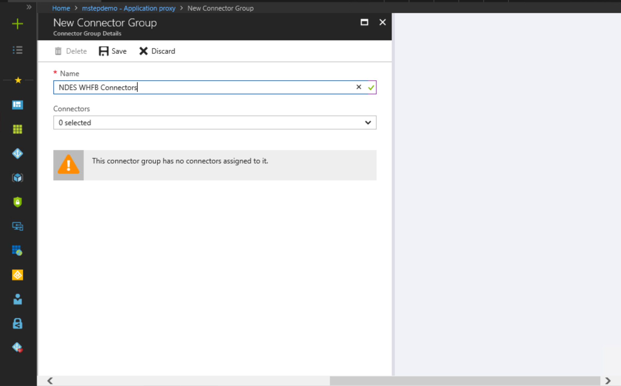 Aplicación de Azure nuevo grupo de conectores.