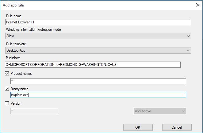 Asistente para crear elemento de configuración y agregar una aplicación de escritorio clásica.