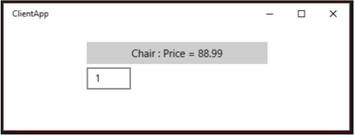 aplicación de muestra que muestra el precio de la silla=88.99