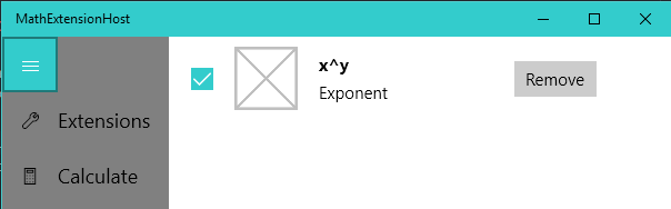 Interfaz de usuario de ejemplo de pestaña Extensiones