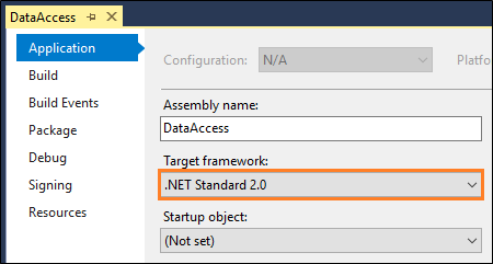 Destino de .NET Standard 2.0