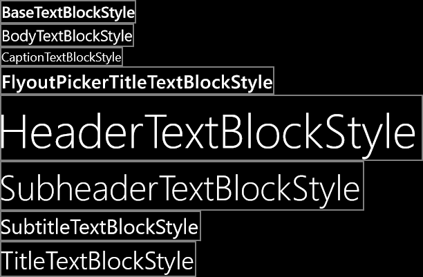 system textblock styles fo windows 10 apps