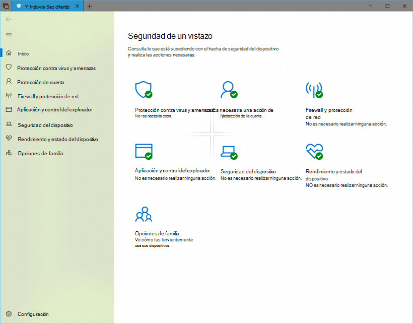 Captura de pantalla del Centro de Seguridad de Windows.