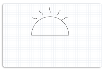 Ilustración de un arco y curvas de Bézier que muestran el sol
