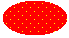 Ilustración de una elipse rellenada con la cuadrícula diagonal más ancha sobre un color de fondo