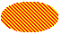 Ilustración de una elipse rellenada con líneas anchas y inclinadas sobre un color de fondo 