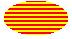 Ilustración de una elipse rellenada con líneas horizontales anchas sobre un color de fondo 