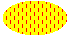 Ilustración de una elipse rellenada con líneas verticales discontinuas sobre un color de fondo 