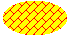 Ilustración de una elipse llena de un patrón de ladrillo diagonal sobre un color de fondo 