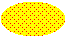 Ilustración de una elipse rellenada con una cuadrícula de líneas de puntos alantados sobre un color de fondo 