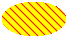 Ilustración de una elipse rellenada con líneas inclinadas a la derecha sobre un color de fondo.