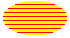 Ilustración de una elipse rellenada con líneas horizontales sobre un color de fondo 