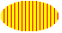 Ilustración de una elipse rellenada con líneas verticales sobre un color de fondo 