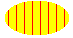 Ilustración de una elipse llena de líneas verticales ampliamente espaciadas sobre un color de fondo