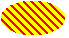 Ilustración de una elipse llena de líneas anchas, ampliamente espaciadas y inclinadas sobre un color de fondo