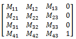 Matriz de transformación 3D de cuatro a cuatro