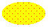 Ilustración de una elipse llena de puntos dispersos, espaciados uniformemente sobre un color de fondo