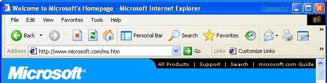 captura de pantalla que muestra la barra de herramientas de búsqueda y favoritos mediante botones de estilo de lista