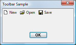 captura de pantalla de una barra de herramientas con texto a la derecha de cada icono