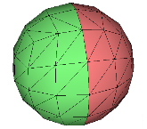 ilustración de una esfera particionada en dos gráficos