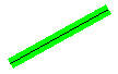ilustración en la que se muestra una línea fina, diagonal y negra rodeada por una línea ancha y verde 
