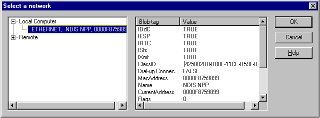 configuración típica de un npp ndis proporcionado por el monitor de red