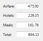 screen shot of expenses text boxes (hotel, etc.) 