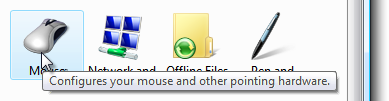 captura de pantalla de información sobre herramientas: configura el mouse 