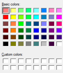 screen shot of basic and custom colors groups 