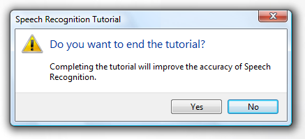 screen shot of 'do you want to end the tutorial?' 
