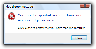 screen shot of message: stop what you are doing 