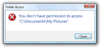 Captura de pantalla del mensaje: No tiene permiso 