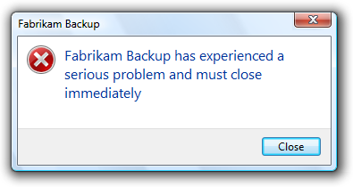 screen shot of message: backup must close at once 