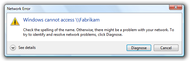 captura de pantalla de la advertencia de error de red y soluciones 