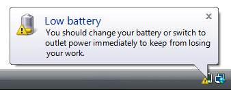 Captura de pantalla de advertencia de batería baja 