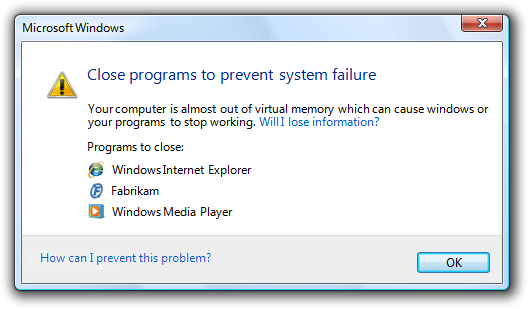 Captura de pantalla de advertencia De cierre de programas 