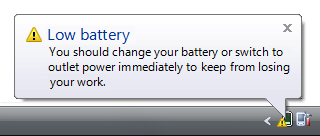 captura de pantalla de una notificación de batería baja 