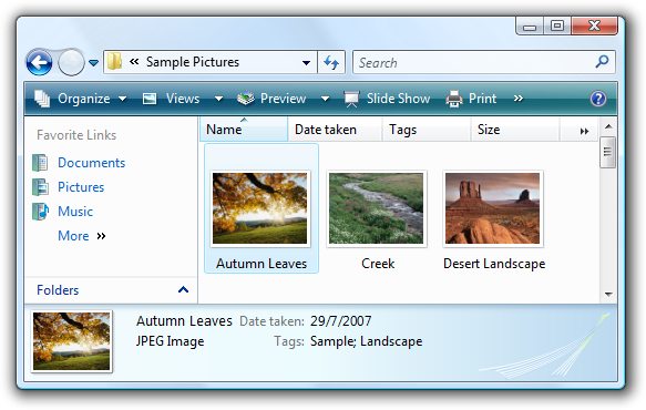 captura de pantalla de la vista en miniatura del Explorador de Windows 