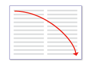 figure of red arrow in diagonal reading pattern 